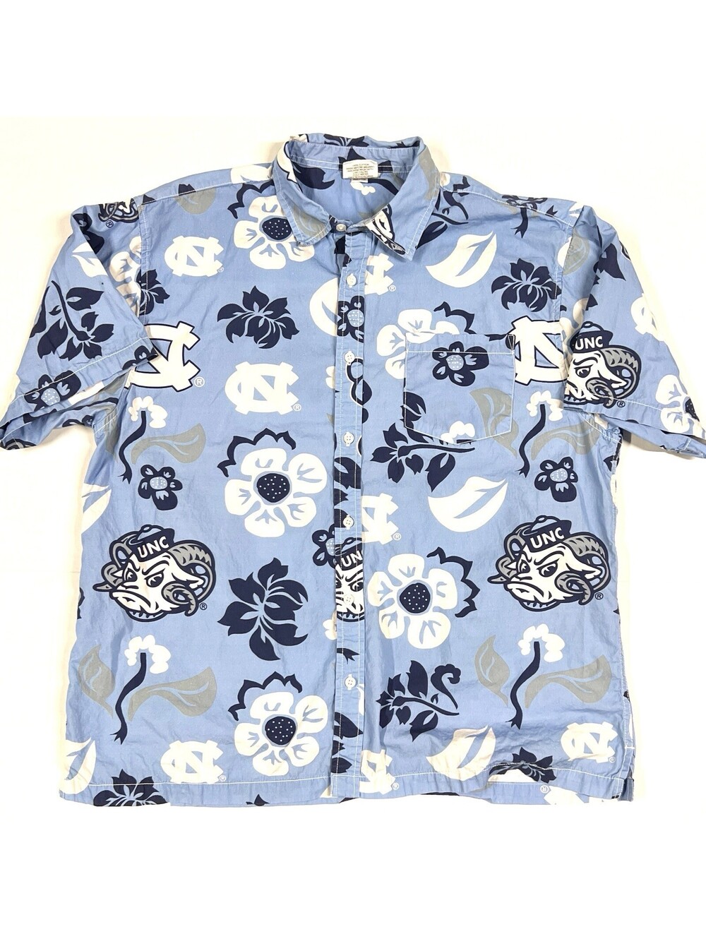 Wes and Willy UNC Tar Heels Ram North Carolina Hawaiian Button Up Shirt Sz XL